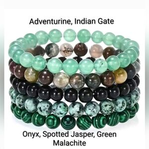 Natural Stone Bracelets Five Piece 70s Style Set
